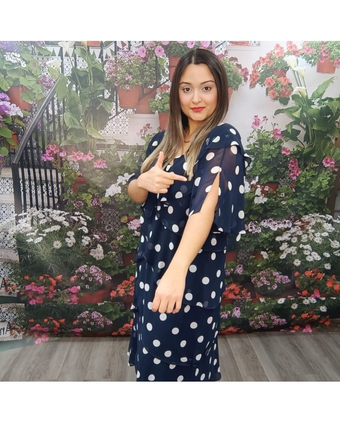 Vestido Midi Delia Topo Lunares Volantes - Estilo Flamenco