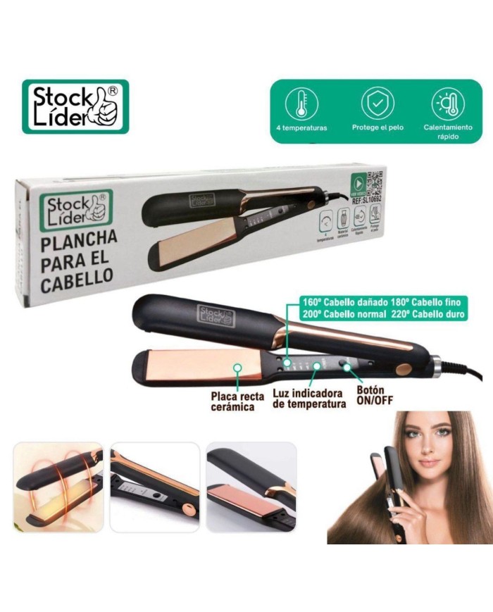 Plancha Pelo Cerámica 4 Temperaturas - Stock Lider