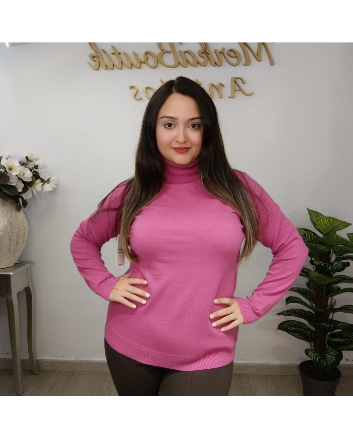 Jersey Básico Cuello Alto Mujer | Punto Manga Larga | Varios Colores