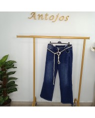 Pantalón Wide Leg Paraguay Denim Azul - Tiro Alto