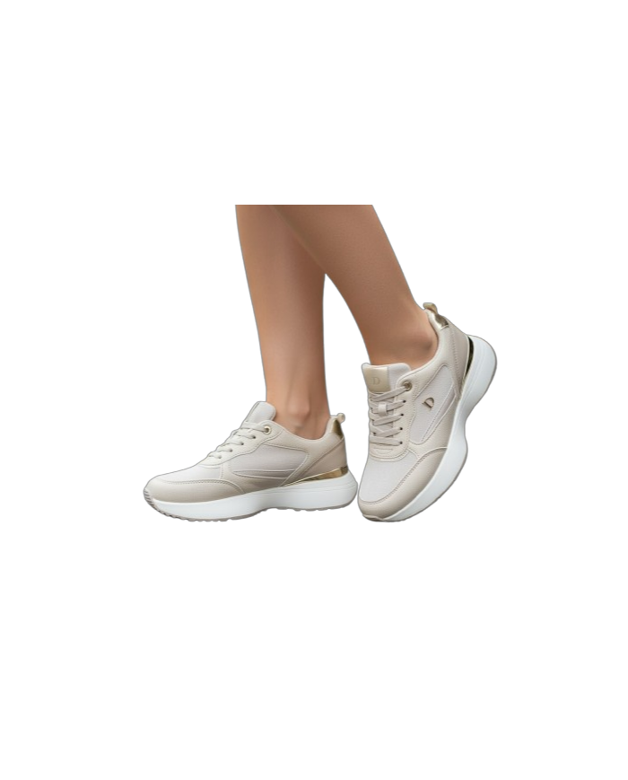 Deportivas Diosa Beige y Oro - Sneakers Plataforma Mujer