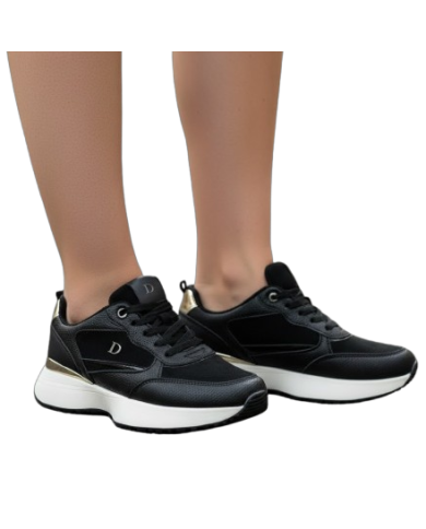 Deportivas Diosa Beige y Oro - Sneakers Plataforma Mujer