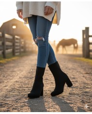 Botín Calcetín Marrón - Tacón Bloque y Plataforma de Punto