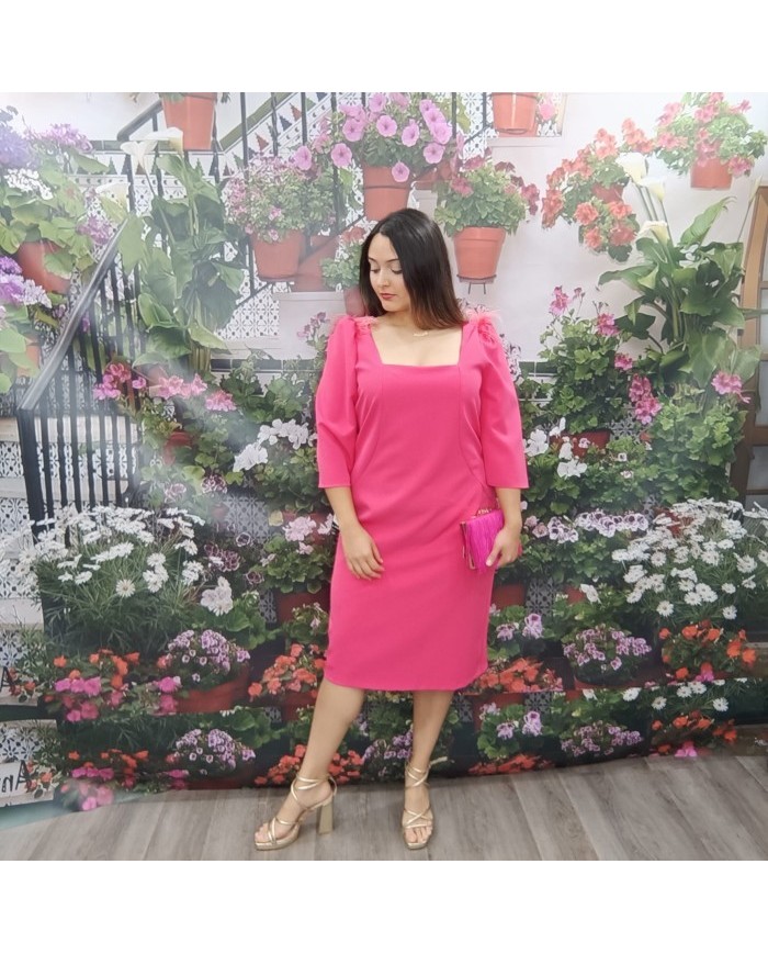 **Vestido Fabiola Fucsia Midi