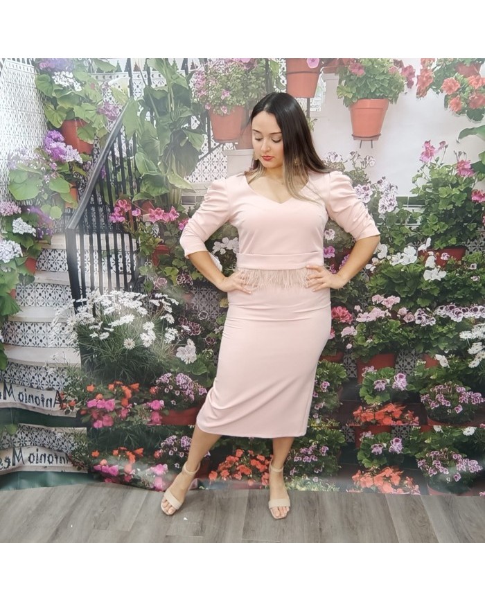 **Vestido Reina Rosa Palo Midi