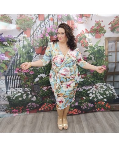 VESTIDO FLORIDO | Azul, Estampado Floral y Cruzado | Invitada Día