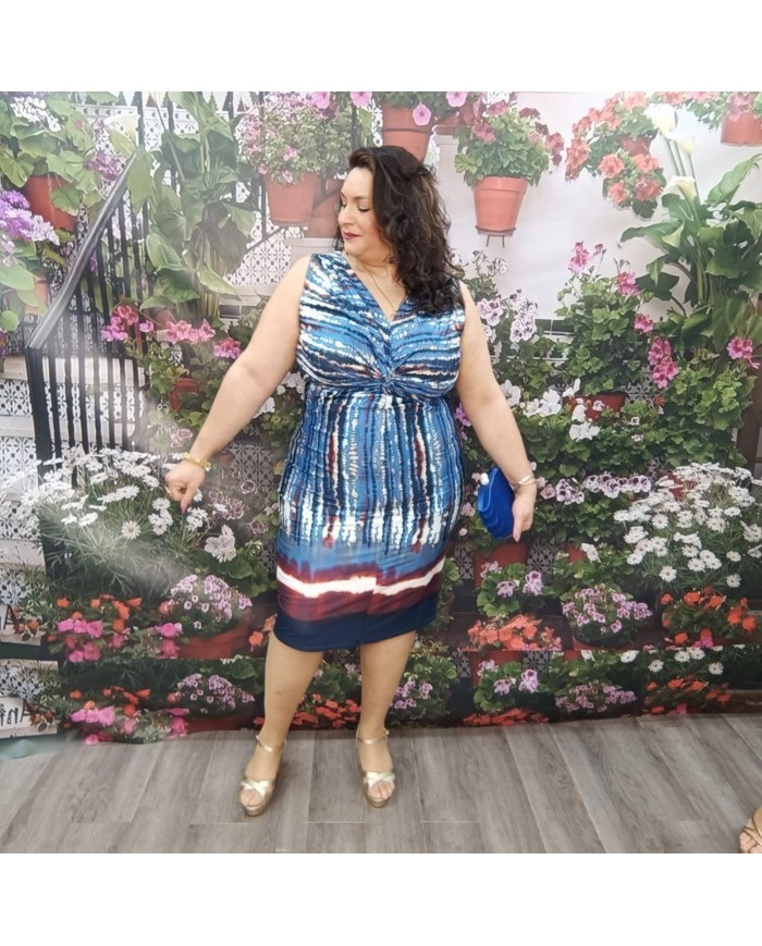 Vestido EVA Abstracto Azul | Cóctel & Fiesta | Estiliza la Figura