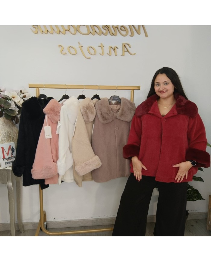 Abrigo GRAZALEMA Pelo Colores | Faux Fur Crudo & Rosa | ¡El más Suave!