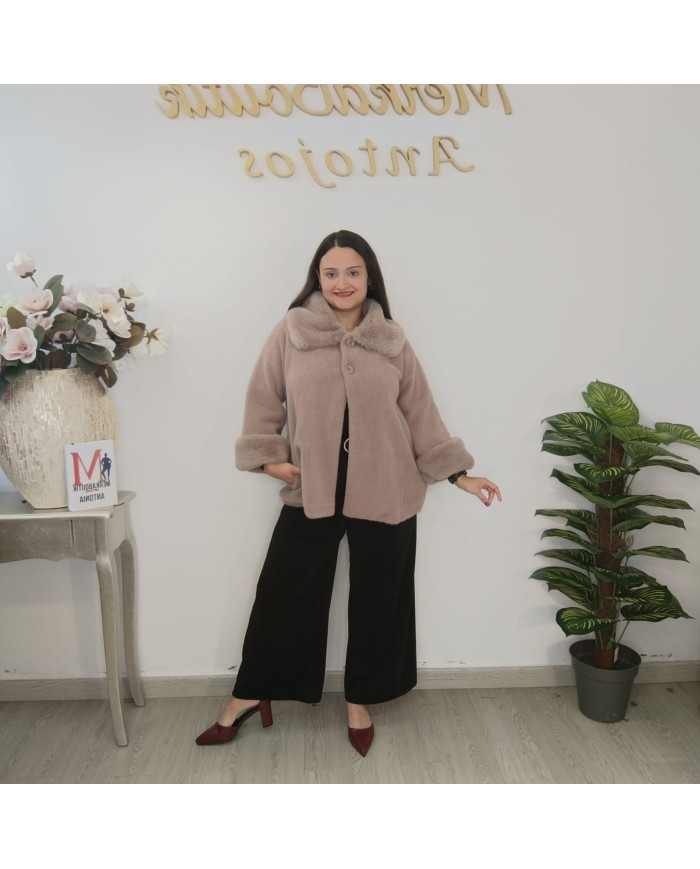 Abrigo GRAZALEMA Pelo Colores | Faux Fur Crudo & Rosa | ¡El más Suave!