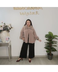 Abrigo GRAZALEMA Pelo Colores | Faux Fur Crudo & Rosa | ¡El más Suave!