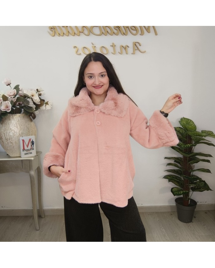 Abrigo GRAZALEMA Pelo Colores | Faux Fur Crudo & Rosa | ¡El más Suave!