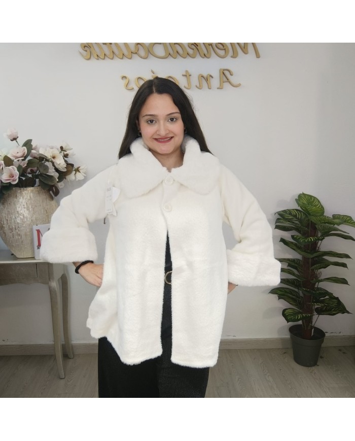 Abrigo GRAZALEMA Pelo Colores | Faux Fur Crudo & Rosa | ¡El más Suave!