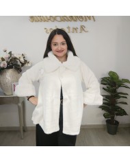 Abrigo GRAZALEMA Pelo Colores | Faux Fur Crudo & Rosa | ¡El más Suave!