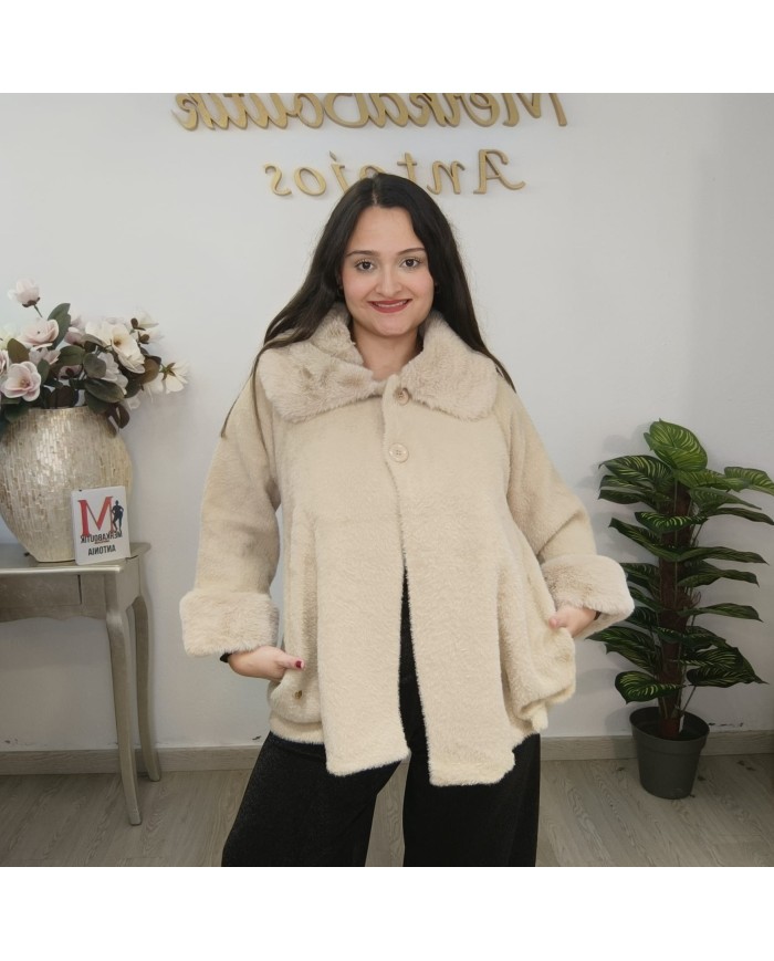 Abrigo GRAZALEMA Pelo Colores | Faux Fur Crudo & Rosa | ¡El más Suave!