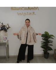 Capa LENTEJUELA y Pelo | Dorado/Nude | Fiesta & Gala