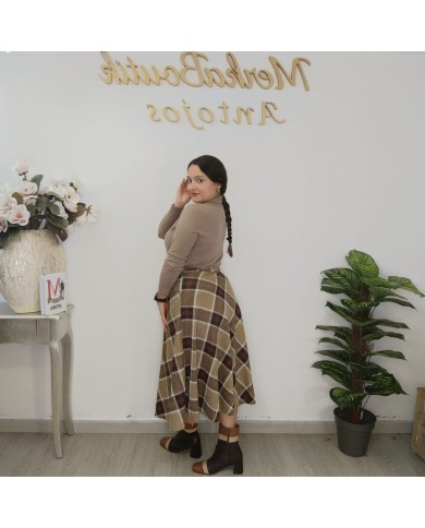 Falda Cuadro Bolsillo Lana | Falda Corta Tweed Invierno | Antojos