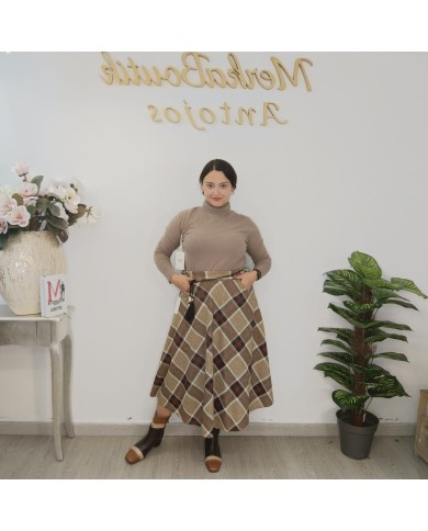 Falda Cuadro Bolsillo Lana | Falda Corta Tweed Invierno | Antojos