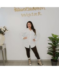 Camisa Básica Blanca Oversize Algodón | Blusa Larga Holgada Mujer | MerkaBoutik