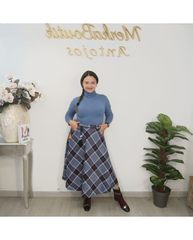 Falda Cuadro Bolsillo Lana | Falda Corta Tweed Invierno | Antojos