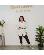 Camisa Básica Blanca Oversize Algodón | Blusa Larga Holgada Mujer | MerkaBoutik