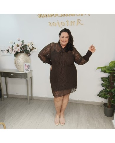 Vestido Encaje Velázquez | Mini Vestido Lazo Elegante | Antojos