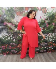 Conjunto BILBAO Rojo | Pantalón Ancho & Casaca Asimétrica | Fiesta