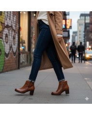 Botín Boa Tacón Bloque - Doble Cremallera - Efecto Piel Grabada