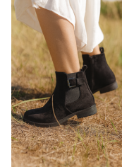 Botín Amor Chelsea Mujer - Hebilla y Plataforma - Camel/Negro