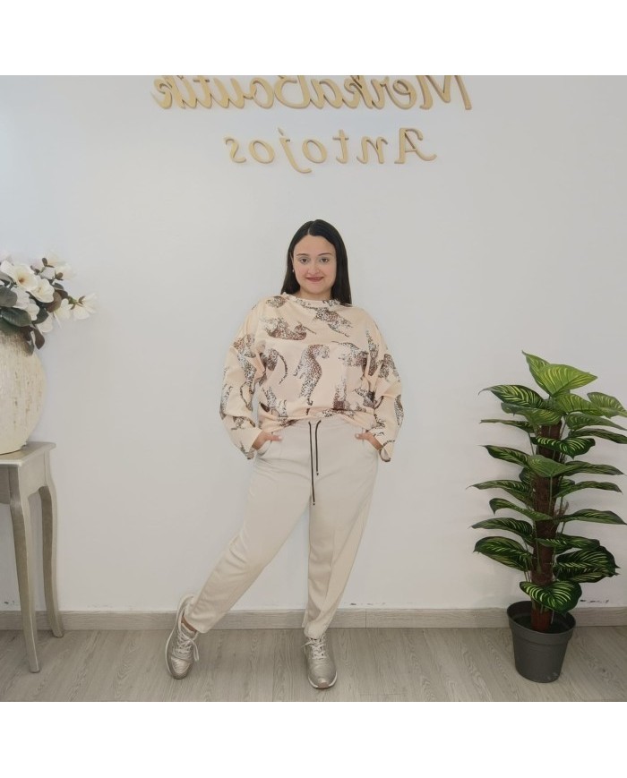 Conjunto Chándal Animal Print Mujer | Jogger y Sudadera Satinada | Varios Colores