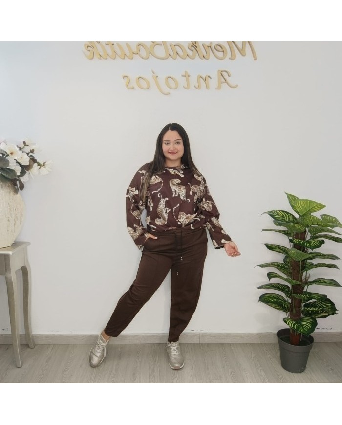 Conjunto Chándal Animal Print Mujer | Jogger y Sudadera Satinada | Varios Colores