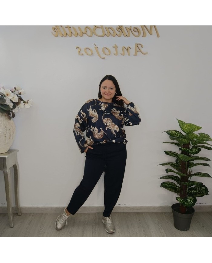 Conjunto Chándal Animal Print Mujer | Jogger y Sudadera Satinada | Varios Colores