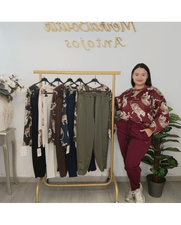 Conjunto Chándal Animal Print Mujer | Jogger y Sudadera Satinada | Varios Colores