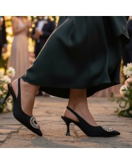 Zapato ARCOIRIS Slingback | Pedrería Multicolor & Negro | Fiesta Joya