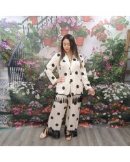 CONJUNTO CANDELARIA | Blazer y Pantalón Lunares con Flecos