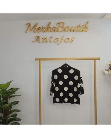 Jersey Corto Lunares XXL Negro/Blanco | Punto Oversize Manga 3/4