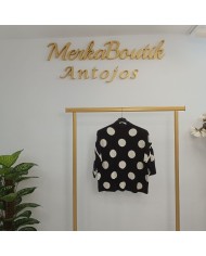 Jersey Corto Lunares XXL Negro/Blanco | Punto Oversize Manga 3/4