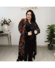 KIMONO FLORAL | Chaqueta Larga Terciopelo Devoré Estampado