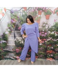 CONJUNTO ASÍ | Traje Pantalón Asimétrico Drapeado Lila Invitada
