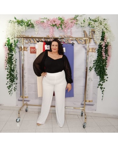 Pantalón Miguelina Ancho Tiro Alto | Palazzo Cómodo Elástico