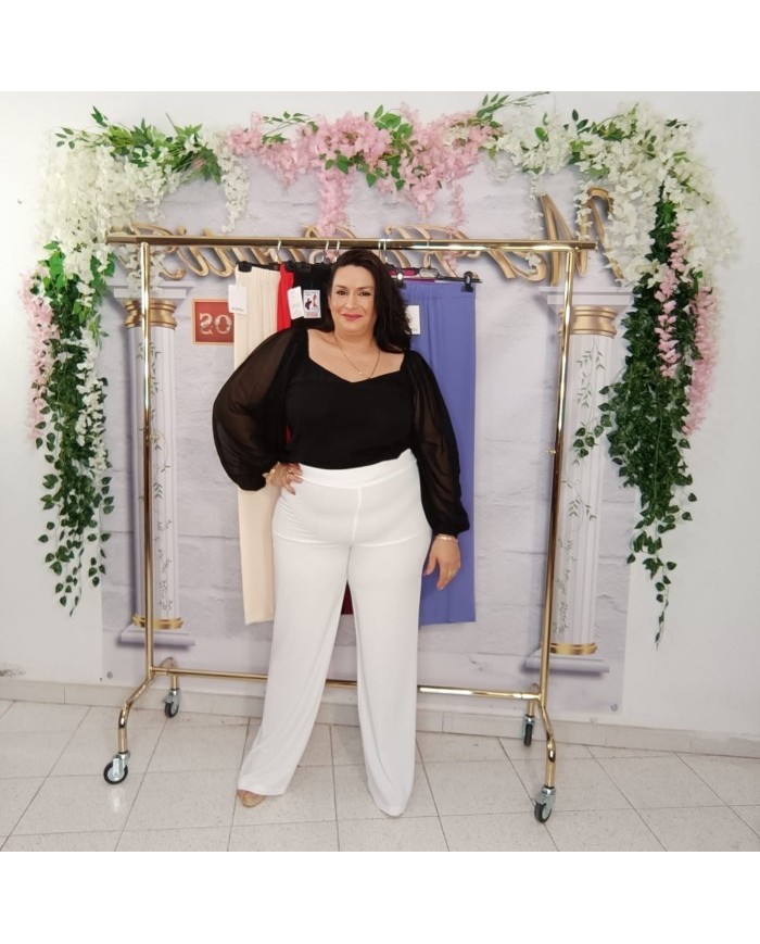 Pantalón Miguelina Ancho Tiro Alto | Palazzo Cómodo Elástico