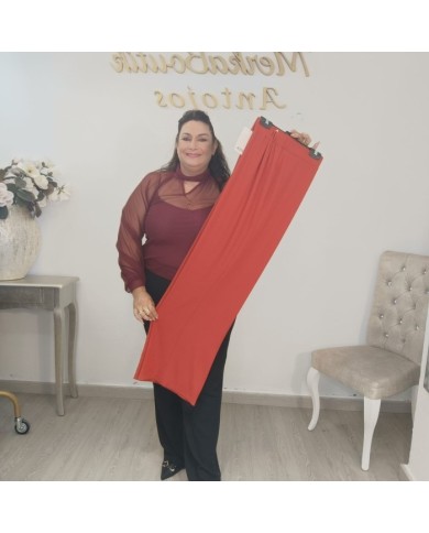 Pantalón Miguelina Ancho Tiro Alto | Palazzo Cómodo Elástico