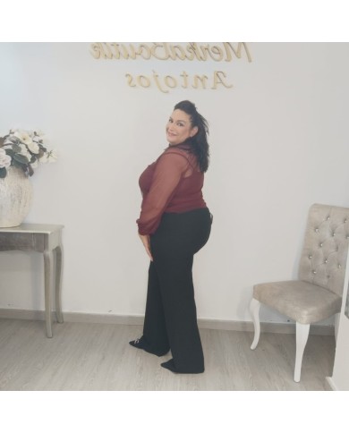 Pantalón Miguelina Ancho Tiro Alto | Palazzo Cómodo Elástico