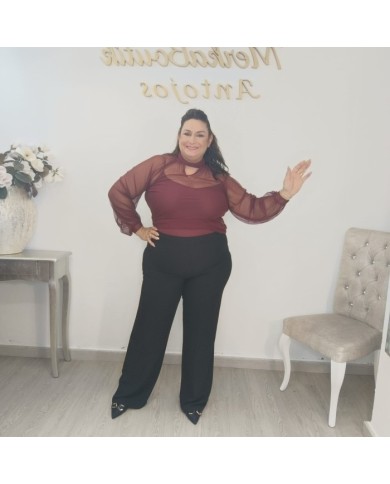 Pantalón Miguelina Ancho Tiro Alto | Palazzo Cómodo Elástico