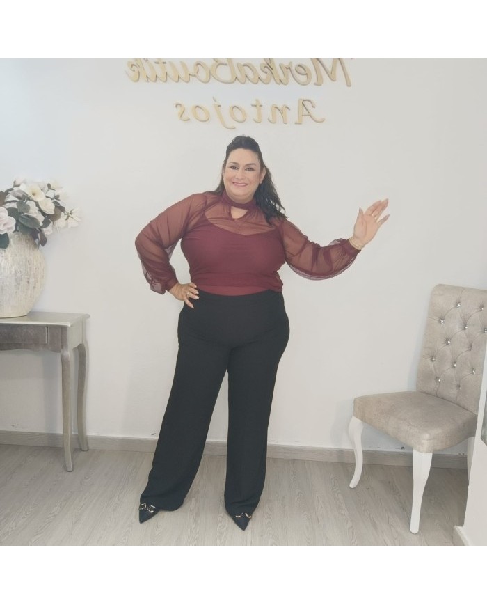 Pantalón Miguelina Ancho Tiro Alto | Palazzo Cómodo Elástico