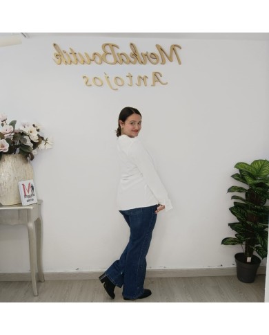 CAMISA DIAMANTE PALOMA | Blusa Fluida con Brillos Cuello V