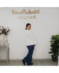 CAMISA DIAMANTE PALOMA | Blusa Fluida con Brillos Cuello V