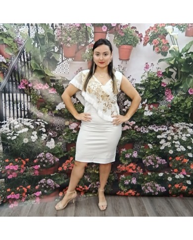 VESTIDO CARBONERA | Invitada Midi Burdeos Bordado y Flecos