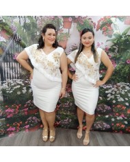 VESTIDO CARBONERA | Invitada Midi Burdeos Bordado y Flecos