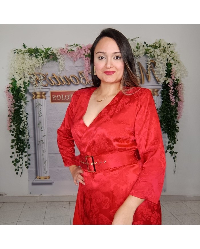 VESTIDO CATAVINO | Vestido Largo Crema Flecos y Jacquard