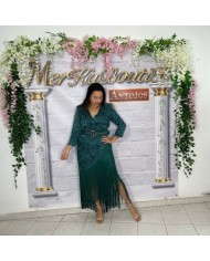 VESTIDO CATAVINO | Vestido Largo Crema Flecos y Jacquard